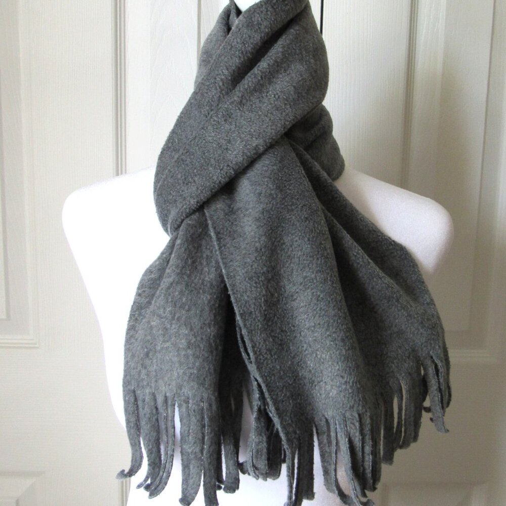 ST. JOHN'S BAY Fringed Gray Scarf Wrap Polyester Soft Warm